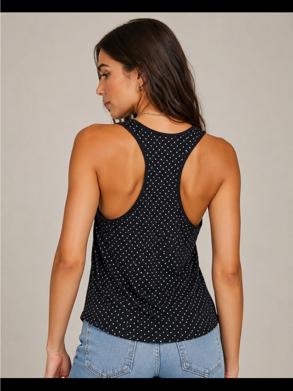 Lily White Black Tank Top with silver studs